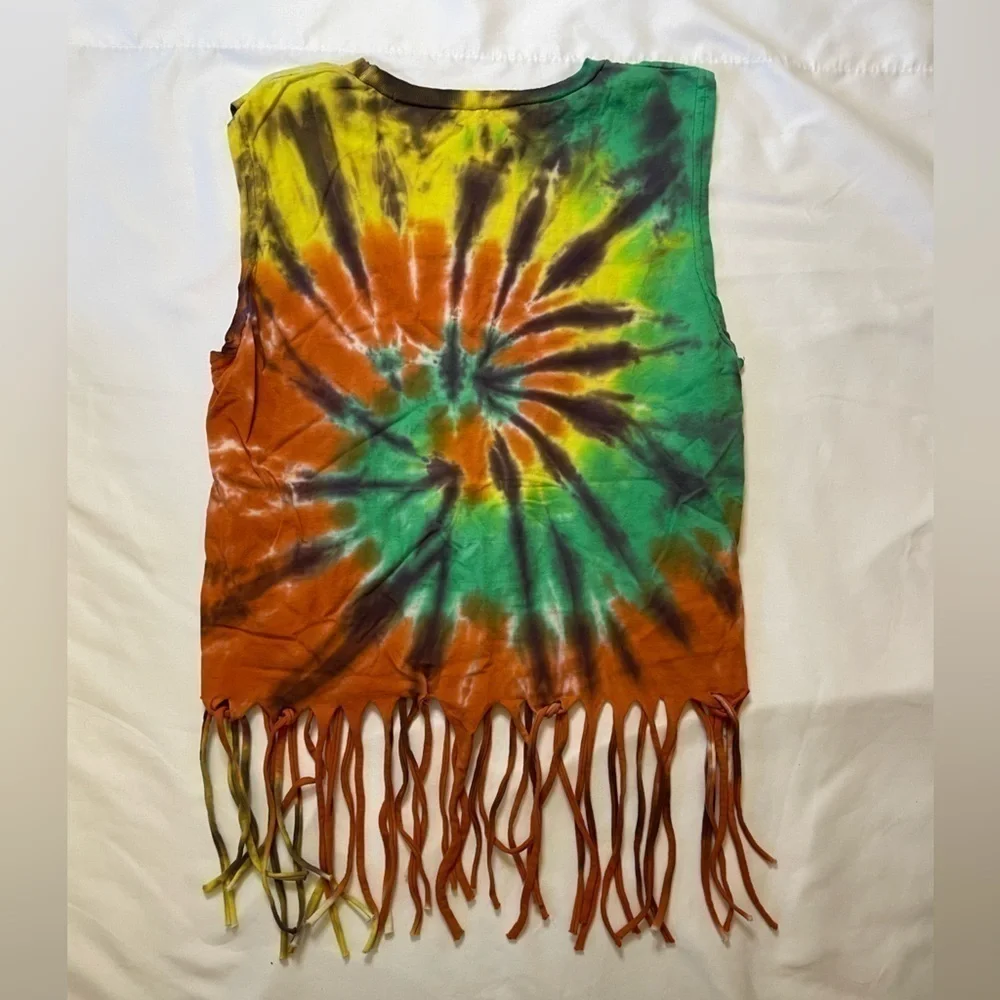 On Fire size small green and orange tie dye boho tank top - Picture 4 of 4